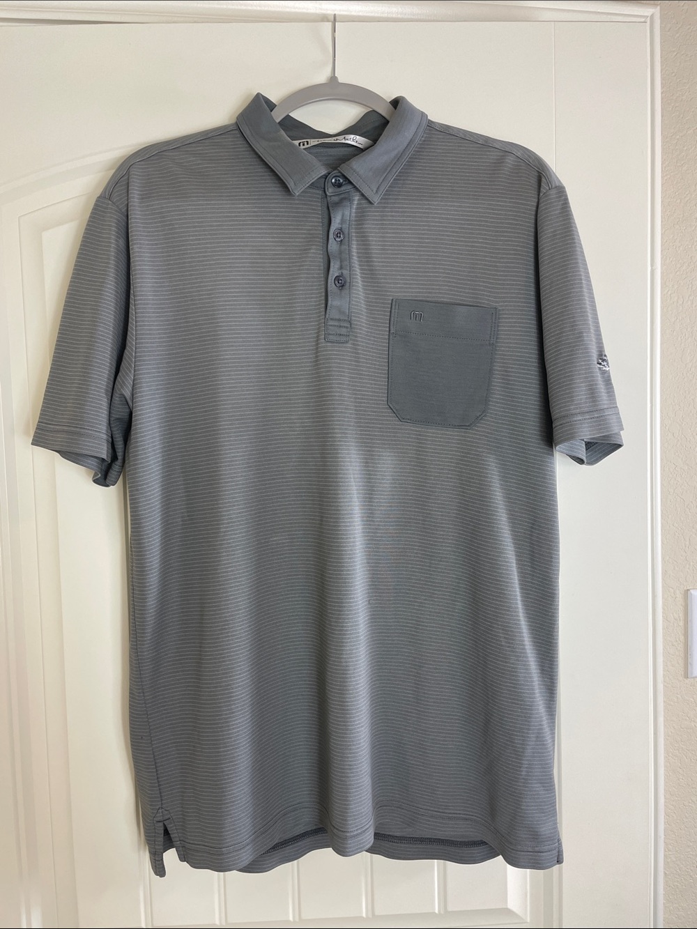 Travis Mathew Men's Gray Performance Polo with Pocket